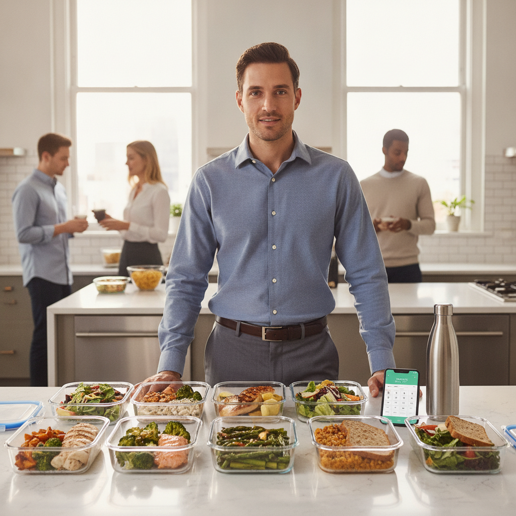 Busy professional meal prepping